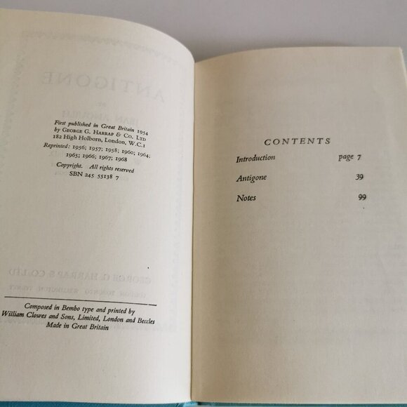 1960s Antigone Book Blue by Jean Anouilh FRENCH Play Inspired Sophocles Tragedy - Picture 6 of 11